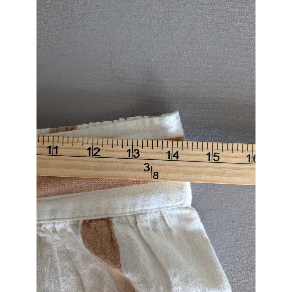 Madewell Linen Cotton Striped Midi Skirt Cream Beige Elastic Waist Tiered Medium - Picture 3 of 6